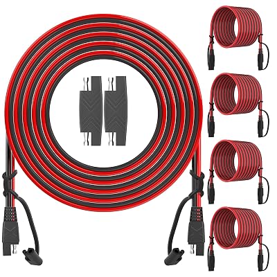 OYMSAE 25Feet SAE to SAE Extension Cable Quick Disconnect Connector 16AWG, for Automotive Solar Panel Extension Cable Plug(25FT(16AWG)) Pack of 4