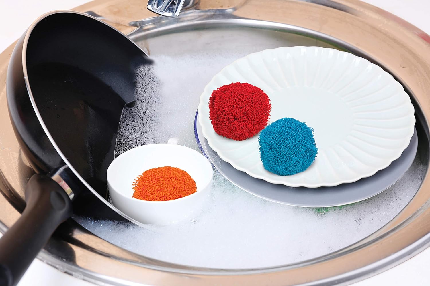 HIC Harold Import Co Non-Scratch Scouring Pad and Dish Scrubbers, Stainless Steel, Set of 3, Silver: Kitchen & Dining