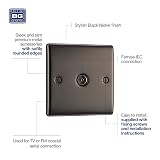 BG Electrical Single Co-Axial Socket Black Nickel by British General view 3