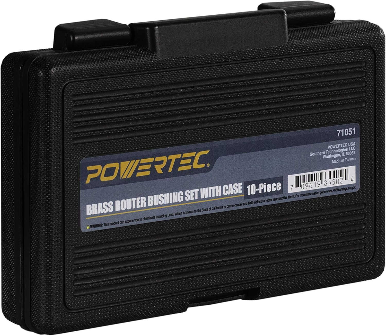 POWERTEC 71051 Router Template Guide Set | 10pc Solid Brass Guides w/Molded Carrying Case - - 