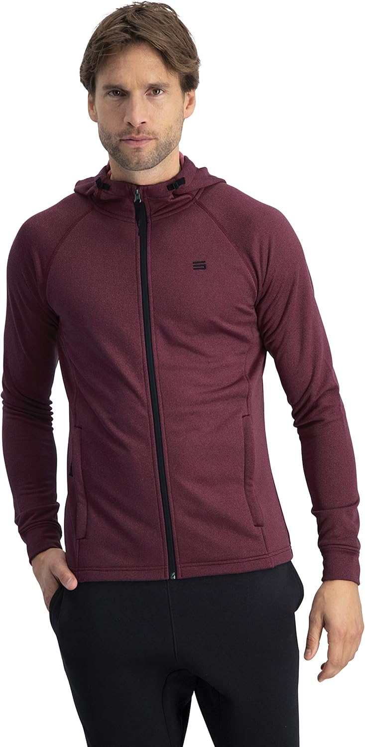 Three Sixty Six Sweatshirts for Men Zip Up Hoodie - Dry Fit Full Zip Jacket, French Terry Fabric: Clothing
