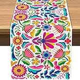 Vohado Mexican Floral Table Runner Dia De Los Muertos Decoration Cinco De Mayo Let's Fiesta Party Supply Home Kitchen Altar Decor (13