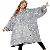 THREE POODLE Wearable Blanket Hoodie for Women, Oversized Sherpa Sweatshirt Blanket for Adults Men, Cozy Hooded Blankets, Glow In the Dark, Gifts for Teen Girls Women Mom Sister