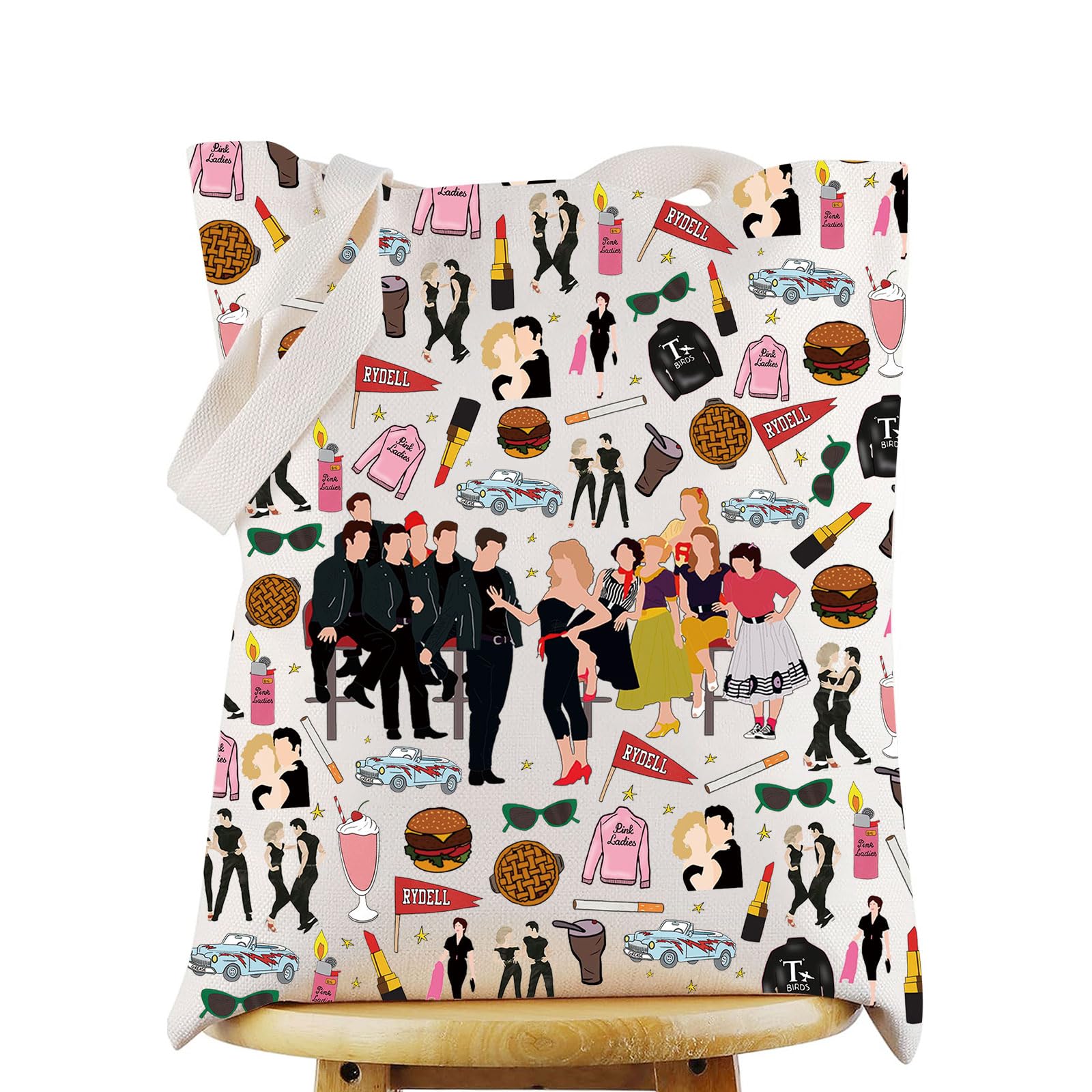 WZMPA Grease Danny & Sandy Travel Makeup Bag - Pink Ladies Inspired Gift - Broadway Musical Zipper Pouch Bag, RYDELL TG, Fit
