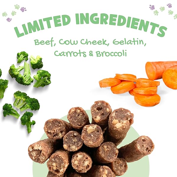 NATURE GNAWS BEEF CHEW STICKS FOR DOGS 1LB – PREMIUM NATURAL DOG TREATS – LIMITED INGREDIENT LONG LASTING RAWHIDE FREE DENTAL CHEWS