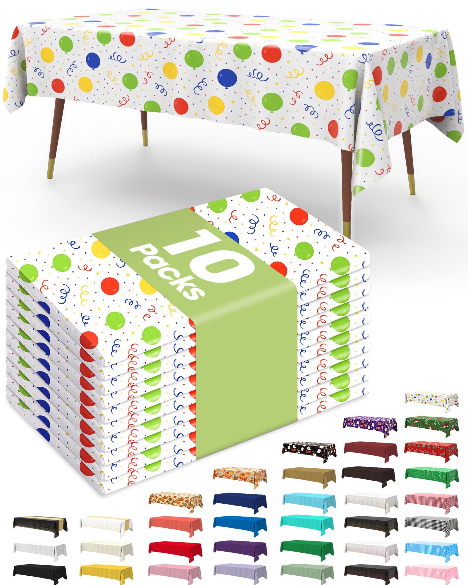 Pureegg Plastic Table Cloth Disposable 10 Pack, 54