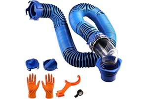 SheeChung 10FT RV Sewer Hose Kit, Sewer Hose for RV Camper, Heavy-Duty Camper Waste Hose with Leak-Proof Swivel Fittings, 90° Clear Elbow, 2 Storage Caps, TPE Tech for Crush-Proof and UV-Resistant