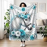 CraftyPals Horse Blanket 40" x 50", Cute Horses Themed Design Blankets for Kids Girls Boys, Soft Cozy Lightweight Flannel Throw for Lap Chair Sofa