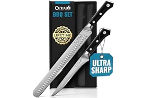 Cutluxe BBQ Carving Knife Set – Brisket Slicing Knife and Boning Knife for Meat Cutting – Professional Knife with Razor Sharp