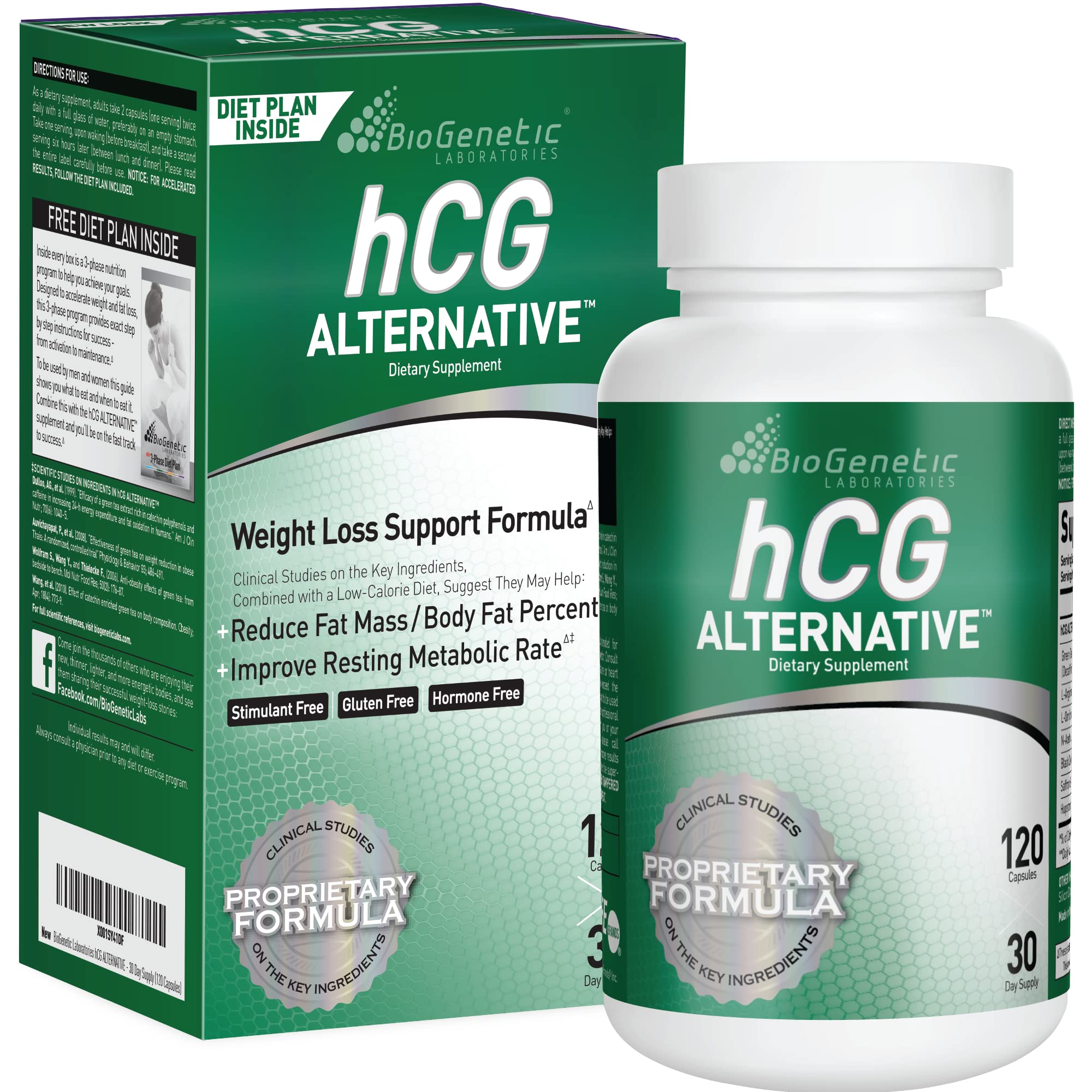 Photo 1 of BioGenetic Laboratories hCG Alternative - Weight Loss Pills and Fat Burner for Men and Women - Boosts Metabolism Supports Healthy Diets - Alternative Formula - 30-Day Supply (120 Capsules per Bottle) EXP 9/27