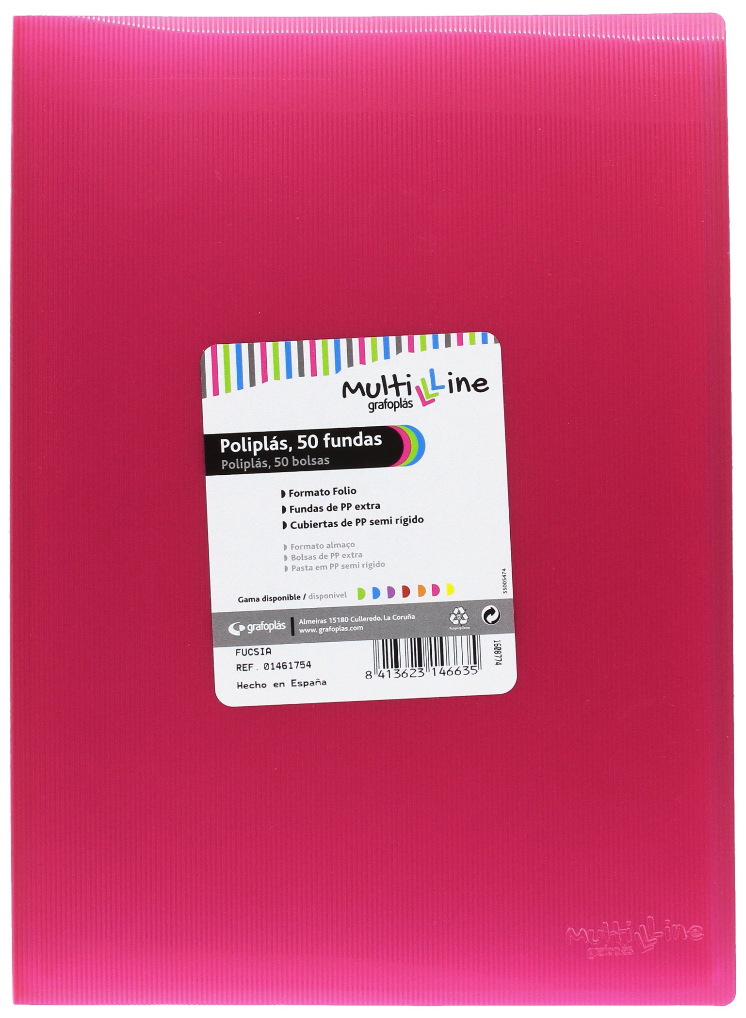 grafoplas 1461754 – 50 Sleeves, Foolscap, Tapas Folder PP, Fuchsia