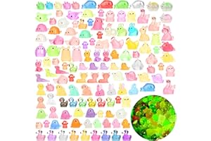 Fafeuai 220 Pcs Mini Resin Animals, 220 Styles Variety Tiny Animals Figures Miniature Glow in The Dark, Little Small Animal Figurines Bulk for Garden Landscape Accessories Hide Crafts Decor Aquarium