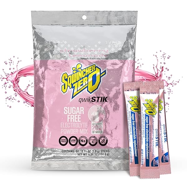 SQWINCHER ZERO QWIK STIK, STRAWBERRY LEMONADE, SUGAR FREE,...