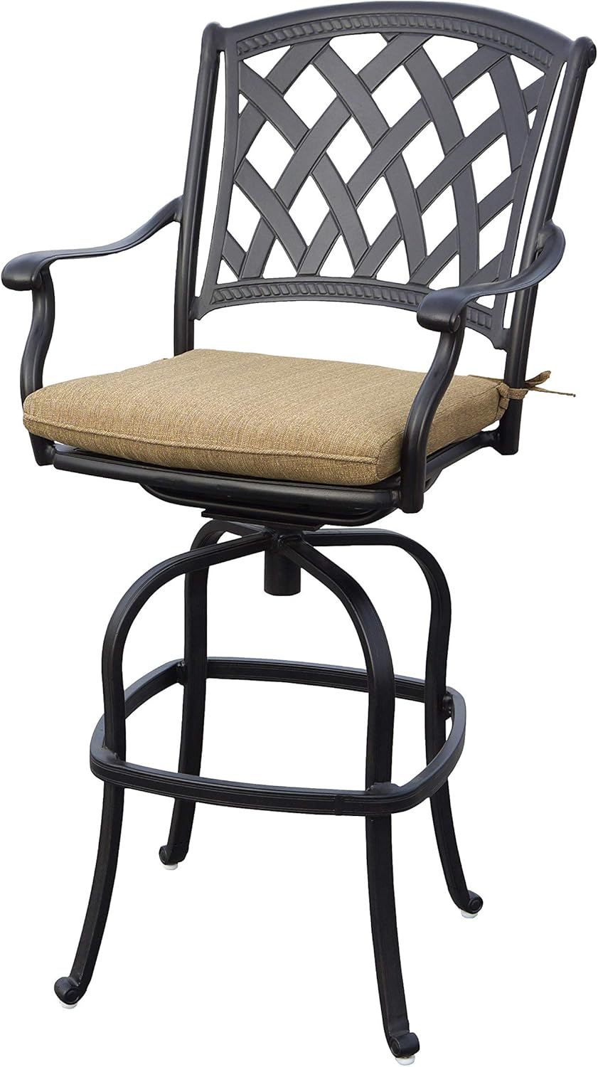 darlee patio furniture replacement cushions on Amazon Com Darlee Cast Aluminum Ocean View Swivel Bar Stool With Cushions Set Of 6 Antique Bronze Garden Outdoor