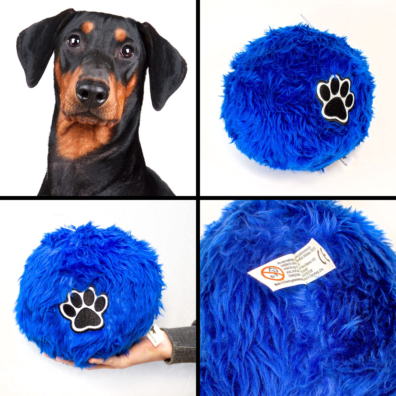 Big Red Egg Doberman Soft Fluffy Dog Ball - Large