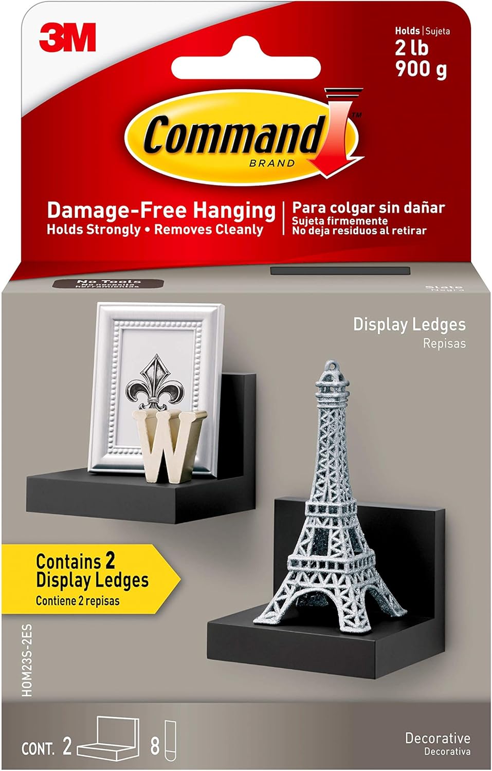 Command Display Ledges, Slate, 2-Ledges, 8-Medium Foam Strips (HOM23S-2ES), Great for dorm decor: Home Improvement