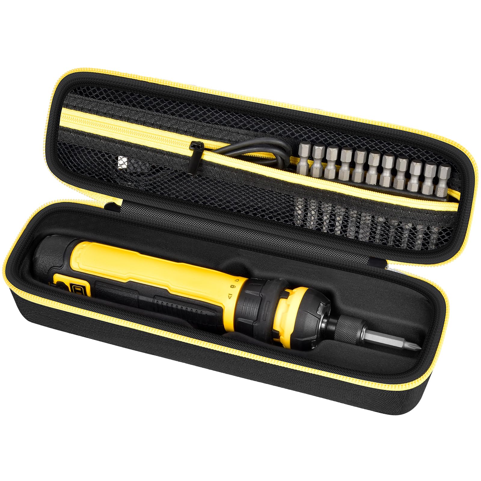 Photo 1 of Electric Screwdriver Set Case for DEWALT Cordless Screwdriver (DWHT66719) and Screwdriving Bits, Tools Organizer for Driver Drill Bits, with Internal Pockets and Carry Handle (Box Only) (Black)