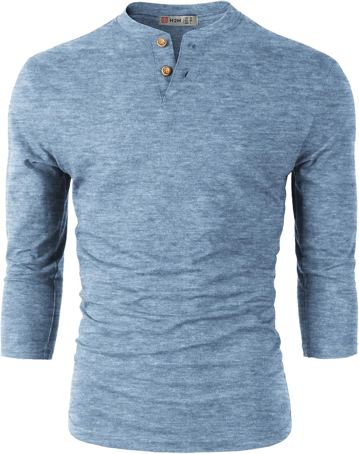 H2H Mens Casual Premium Slim Fit Henley Shirts Lightweight Thin Fabric at  Men’s Clothing store