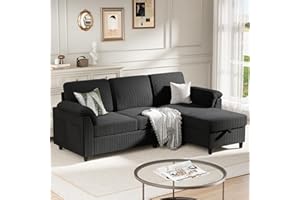 Meilocar Sectional Sofa Couch for Living Room, 79" Sectional Couches with Ottoman, L Shaped Couch with Armrests Side Storage Pockage, 3-Seat Sofa Couches for Apartment, Black
