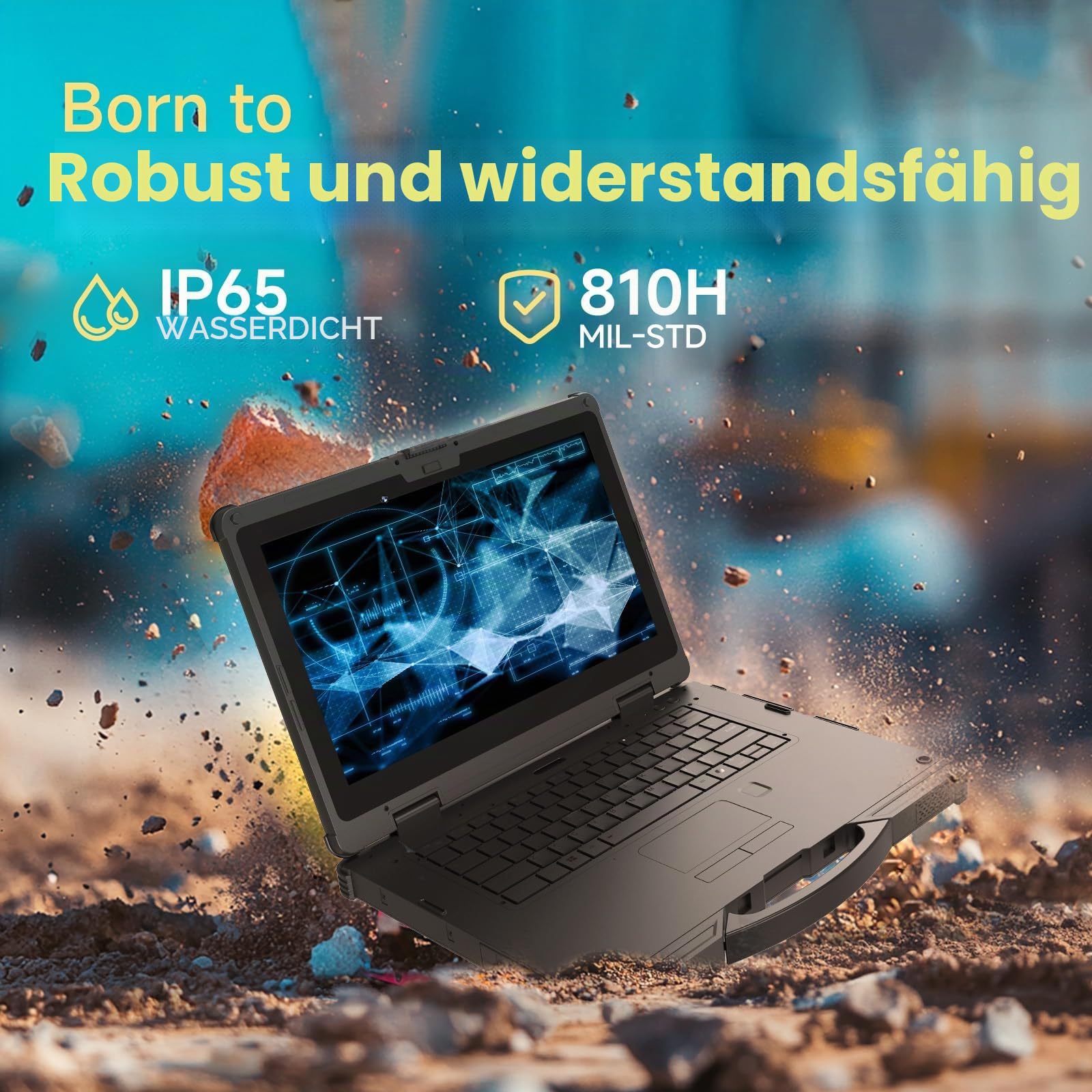 ONRugged 14" Rugged Laptop N14M, Intel Ultra 5 125H, Win 11 Pro, 32GB RAM 256GB SSD, Dual SSD-Slot, 1000 Nits Outdoor Display, 4700+1300mAh Dual-Akku, WiFi 6, IP65, 1 Jahr Garantie 5