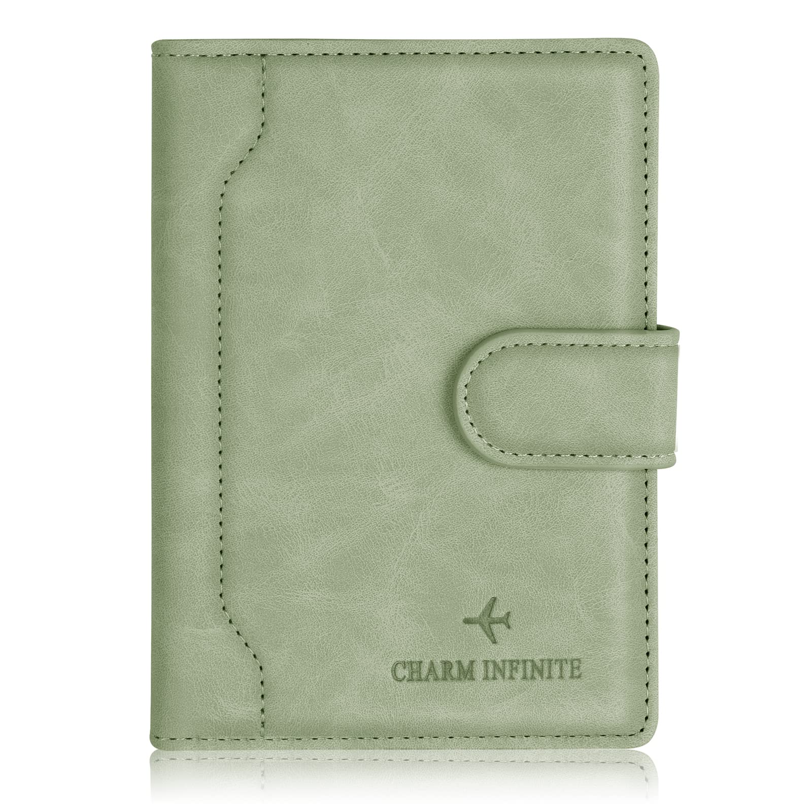 Passport Holder Cover, Leather RFID Travel Wallet Case Organiser with RFID Blocker, Passport Cover for Passport, Business Cards, Credit Cards, Boarding Passes (Green)