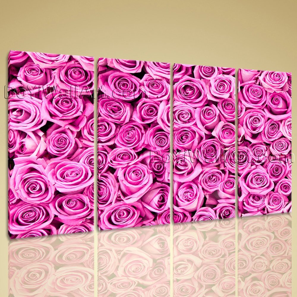Extra Large Pink Rose Flowers Abstract Floral On Canvas HD Print Contemporary