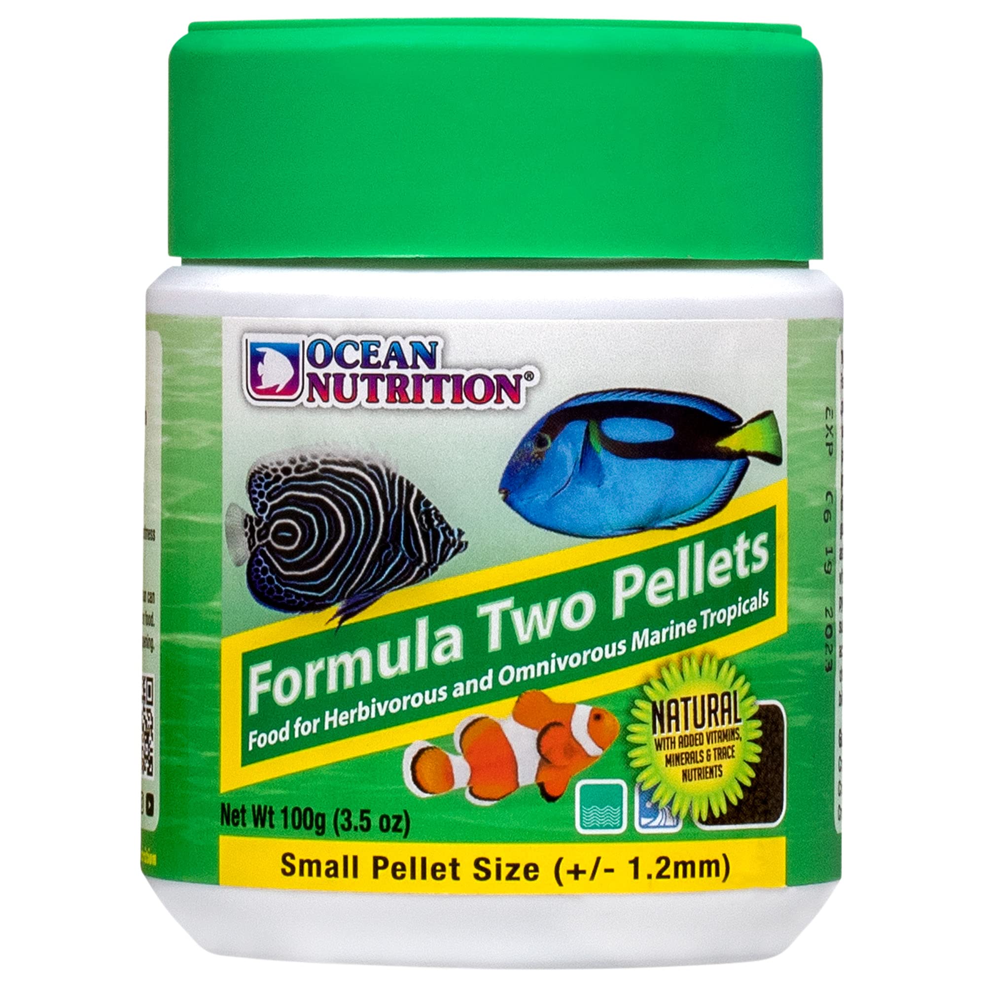 Ocean Nutrition Formula Two Pellets - Fish Food for Herbivorous & Omnivorous Marine Tropical Fish, High Protein(40%) - 3.5 oz (100 g) Small Pellets