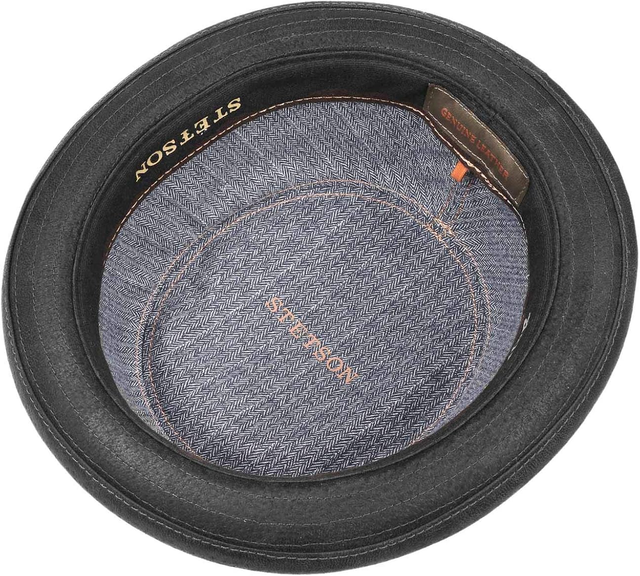 Lined Pork Pie Pigskin Leather hat Stetson Pennsylvania Mens Pigskin Leather Pork Pie hat Summer//Winter Fedora with pre-Distressed Look