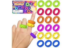 Fidget Toys for Kids: 18 Pack Fidgets Rings Sensory Toys for Autism ADHD -Quiet Silicone Fidget Toys- Classroom Stress Relief