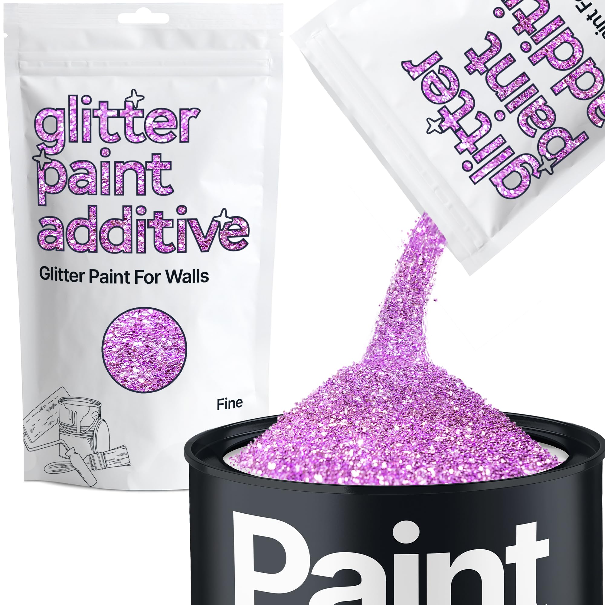 Hemway Lavender Purple Glitter Paint Additive Fine 100g for Adding Sparkle to Paints & Varnish | Paint Walls Sparkly Add to Emulsion, Acrylic or Lacquer Indoor
