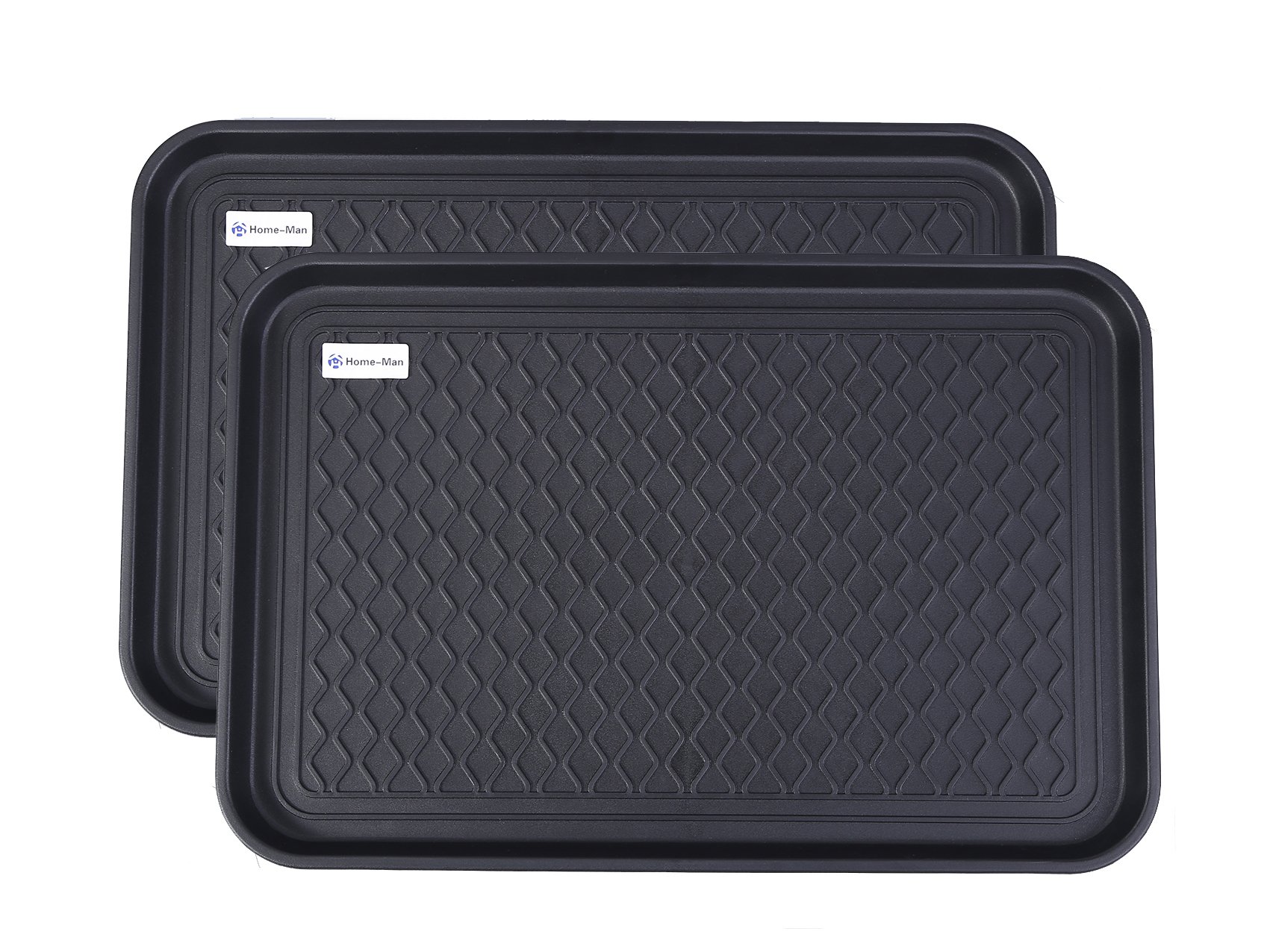 Home-Man Multi-Purpose Boot Tray Mat, Shoe Mat, Pet Bowl, Waterproof Trays for Indoor/Outdoor Floor Protection, 24" x 15" (2 Pack)