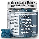 Gluten & Lactase Digestive Enzyme Gummies – Lactase Pancreatic Enzymes with DPP‑IV Lipase Gluco‑Amylase Lactase, Drops Chewables Capsules Pills Powder Supplement Alt, Pancreatic Support, for Kids