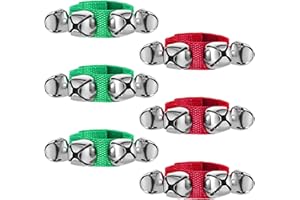 BOAO 6 Pieces Christmas Band Wrist Bells Bracelets Musical Ankle Bells Instrument Percussion Rhythm for Christmas Party Favors Festival Accessories (Red and Green)