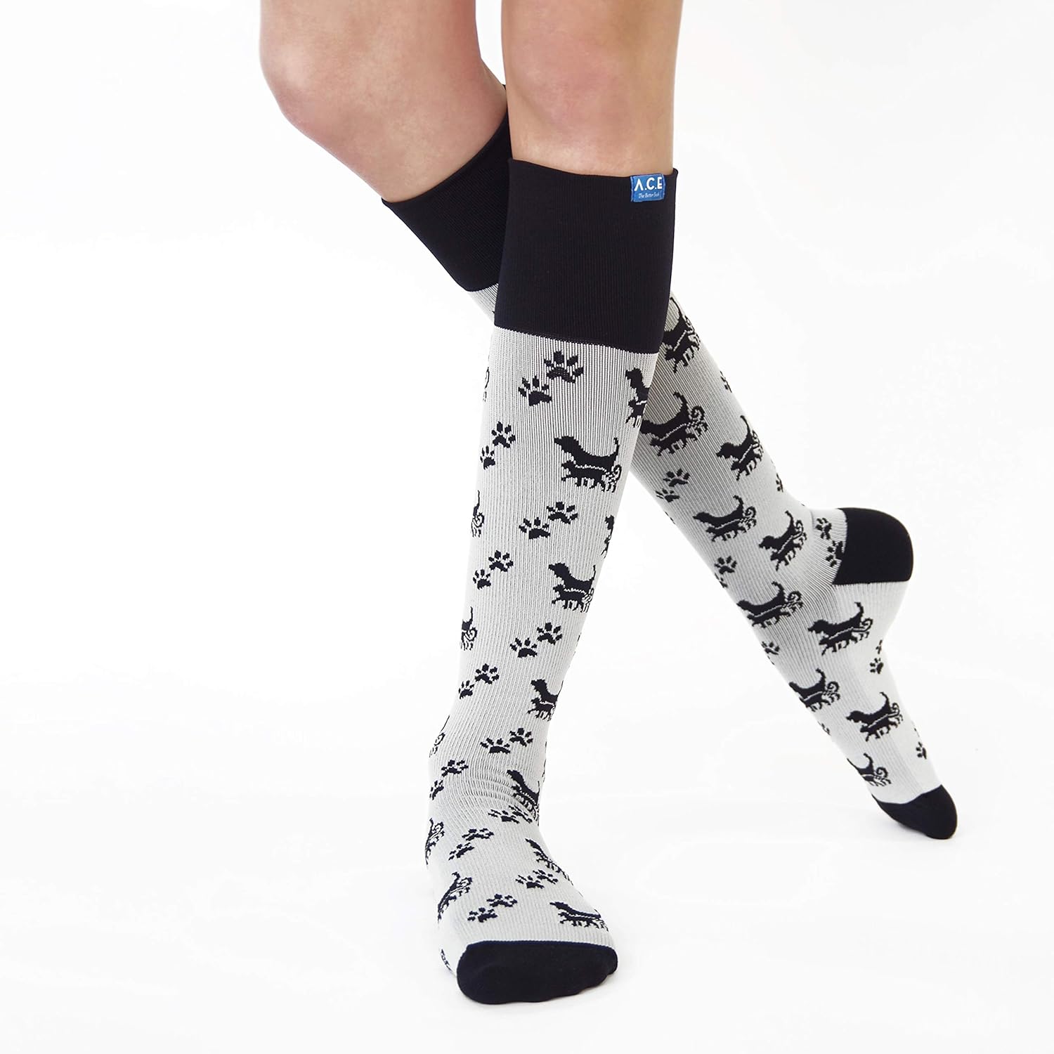 Unisex 20/30 mmHg Cat Dog Compression Socks in Grey and