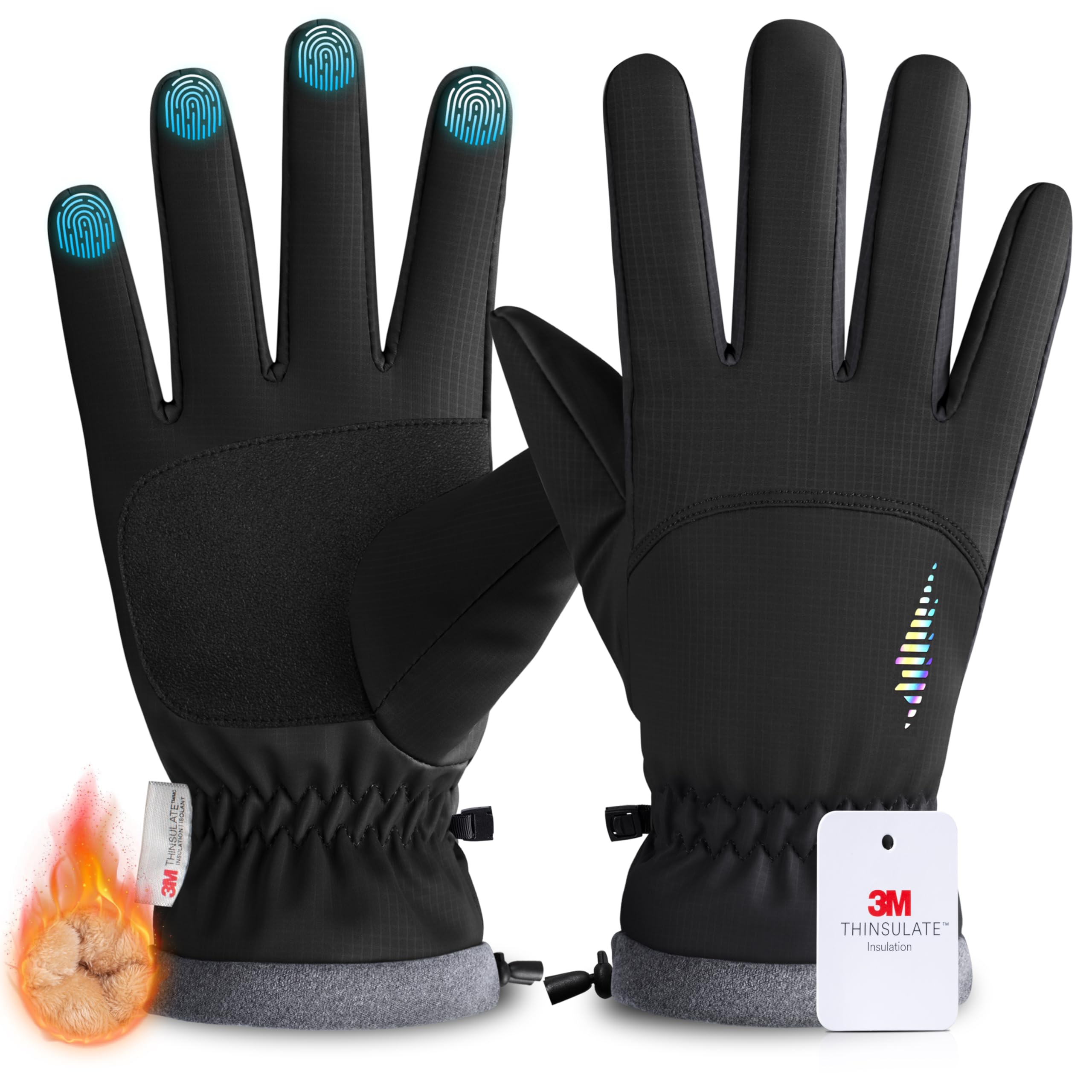 Photo 1 of rivmount Kids 3M Ski Gloves Touchscreen Waterproof Warm for Boy Girl Youth Skiing Cycling Snow Winter (Black S)