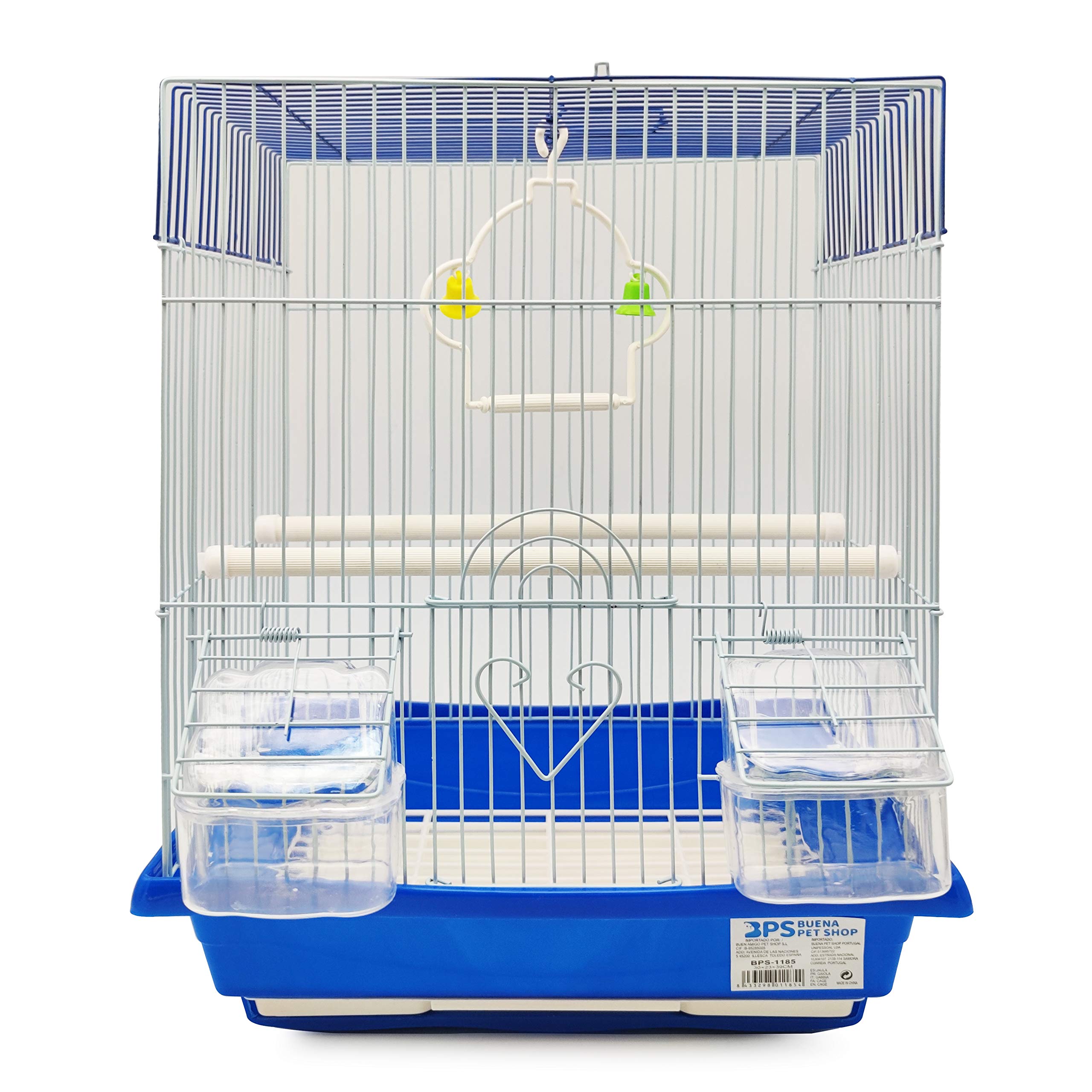 BPS BPS-1185 Bird Cage for Budgies, Canaries, with Feeder, Drinker, Jumper, Rest Perch, Random Colour, 30 x 23 x 39 cm