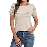 Memorose Women's Short Sleeve Shirts Lace Dressy 2026 Spring Summer Tops Trendy Vacation Casual Work Blouses