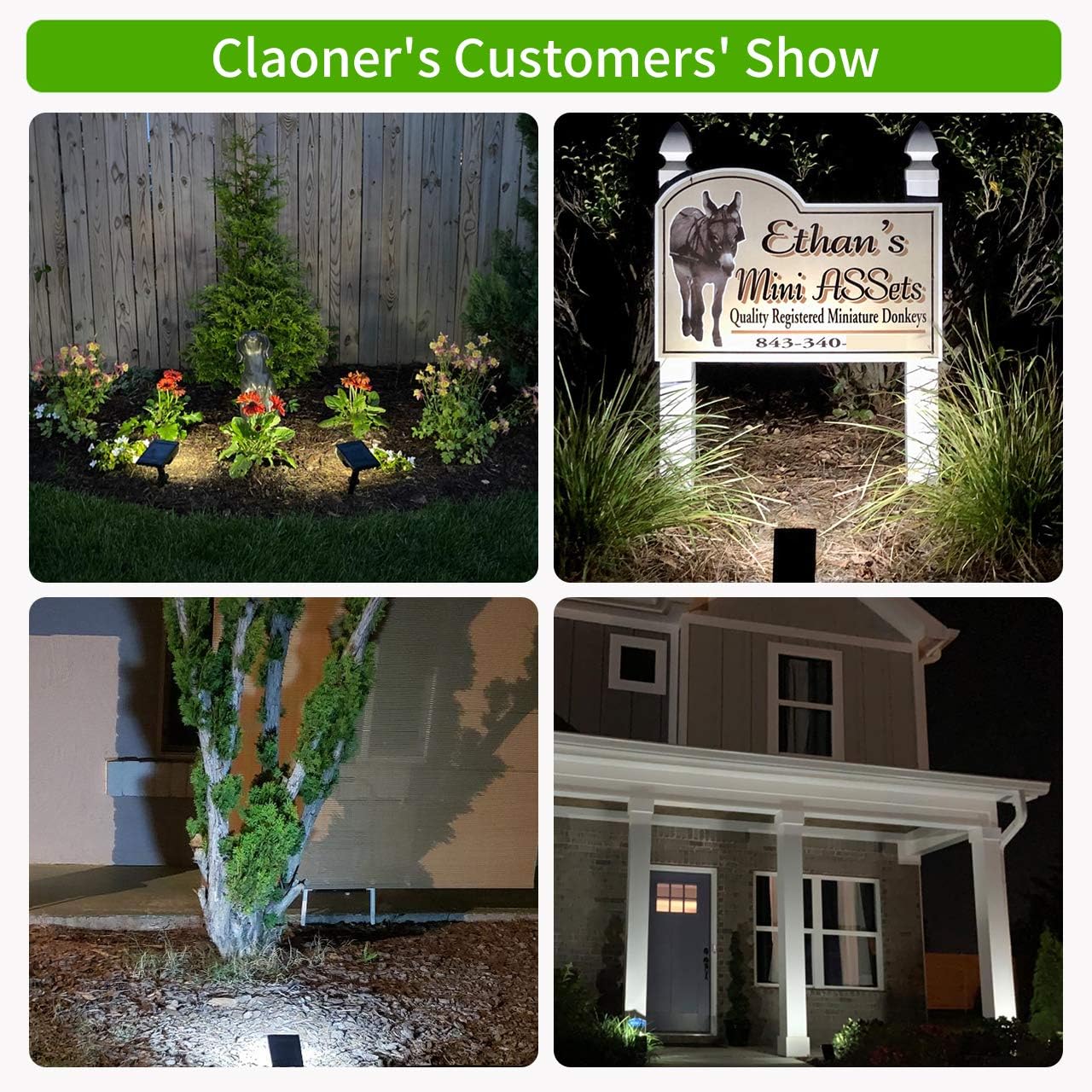 Claoner 32 LED Solar Landscape Spotlights, Wireless Waterproof Solar Landscaping Spotlights Outdoor Solar Powered Wall Lights for Yard Garden Driveway Porch Walkway Pool Patio- Cold White(2 Pack) - - 