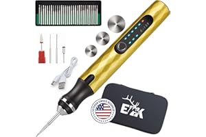 ELK Customizer Engraving Pen for All Materials - 2025 Upgraded Torque - Rechargeable, Wireless & Beginner Friendly - Engrave 50+ Surfaces - for DIYers & Artists - 30+ Bits & Tools Included - Gold