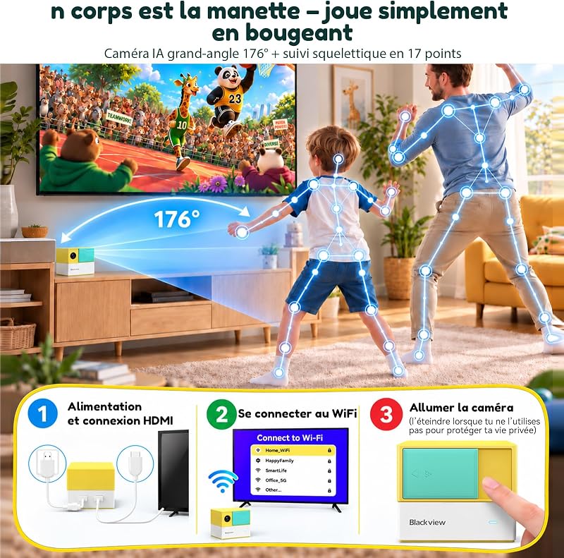 PlayPop 8 Console de Jeux à Détection de Mouvement pour Enfants