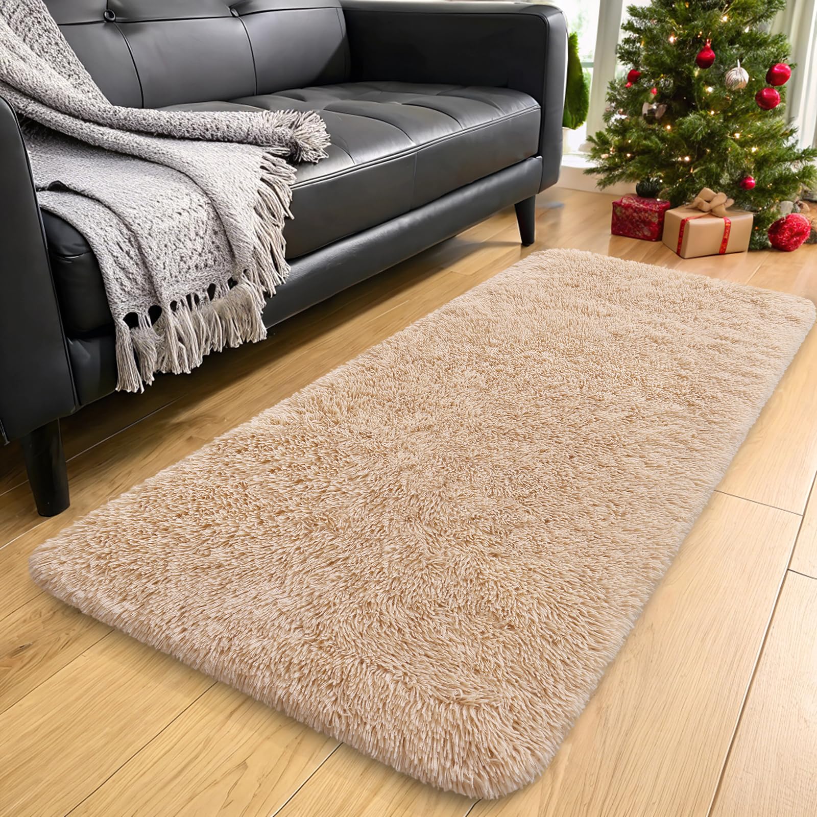 Photo 1 of OLANLY 2x4 Machine Washable Runner Rugs for Hallway, Soft Fluffy Shaggy Bedside Rugs for Bedroom, Living Room, Indoor Floor Carpet for Kids Girls and Boys, Nursery Rooms, Home Decor Aesthetic, Beige