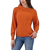LemonGirl Womens 2025 Knit Pullover Long Sleeve with Fold Over Collar Fall Casual Trendy Sweater