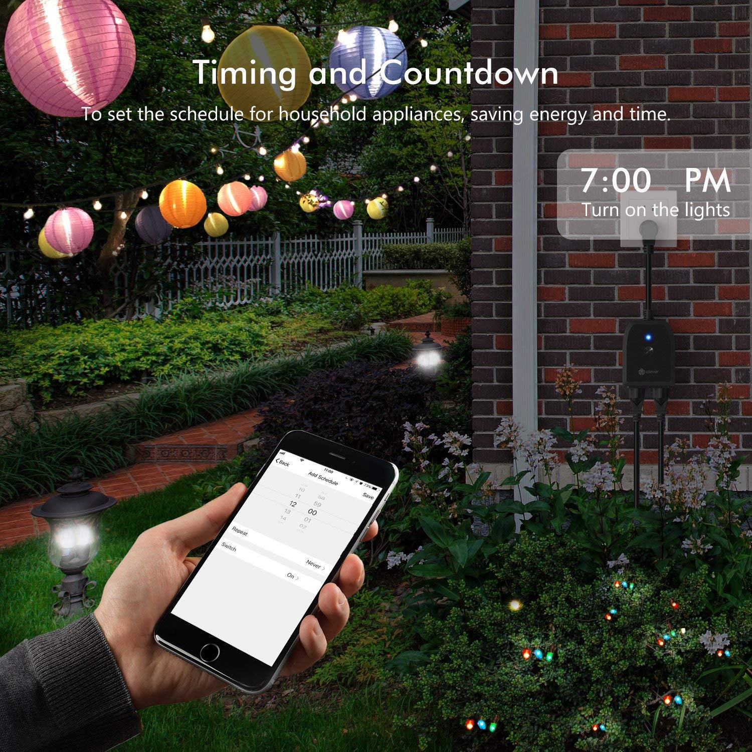 iClever ICBS06 WiFi Outdoor Smart Plug Socket, Wireless Remote