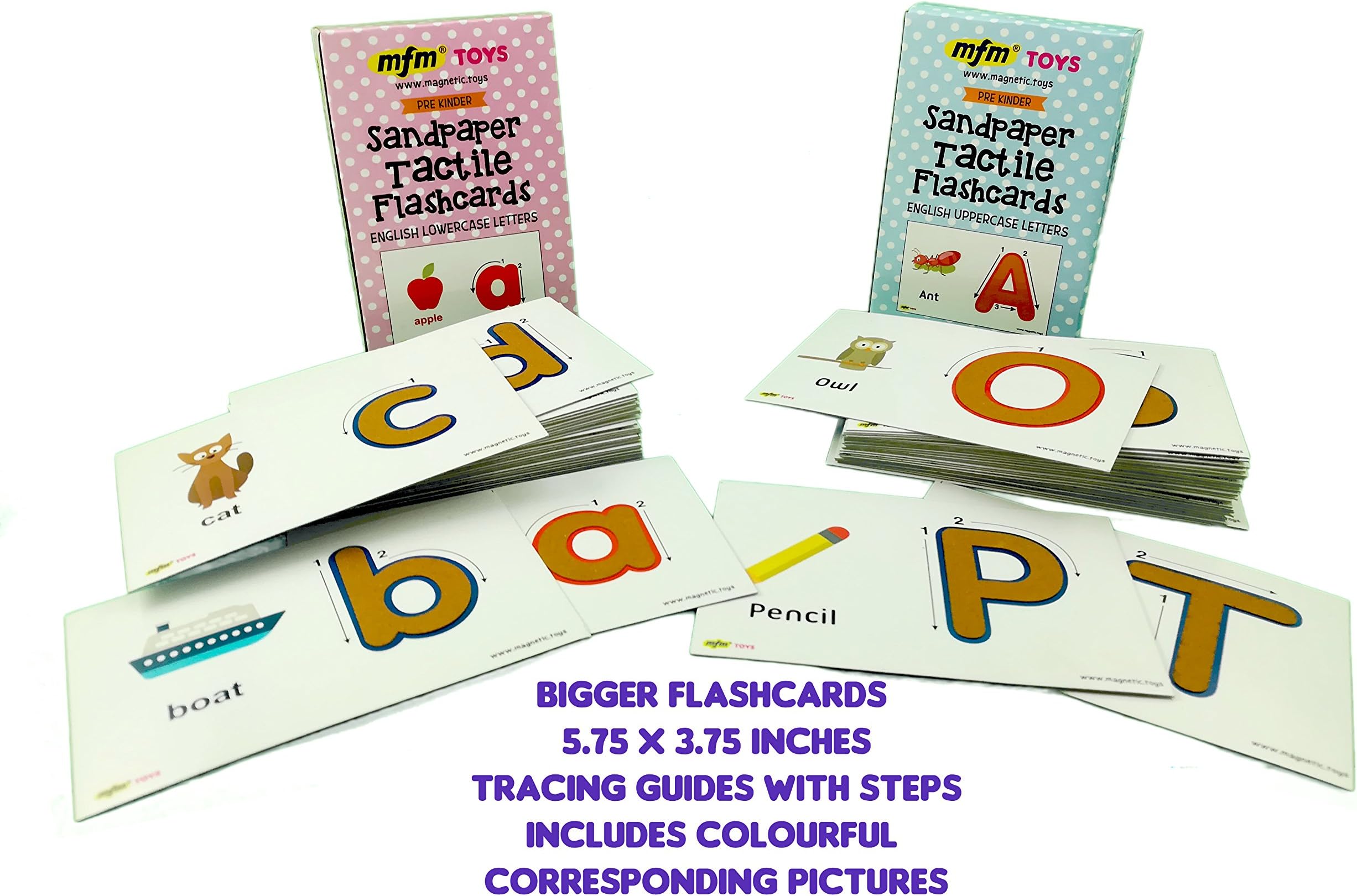 MFM TOYS Sandpaper Tactile English Letters Flashcards (Uppercase + Lowercase COMBO)