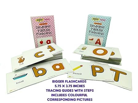 MFM TOYS Sandpaper Tactile English Letters Flashcards (Uppercase + Lowercase Combo)