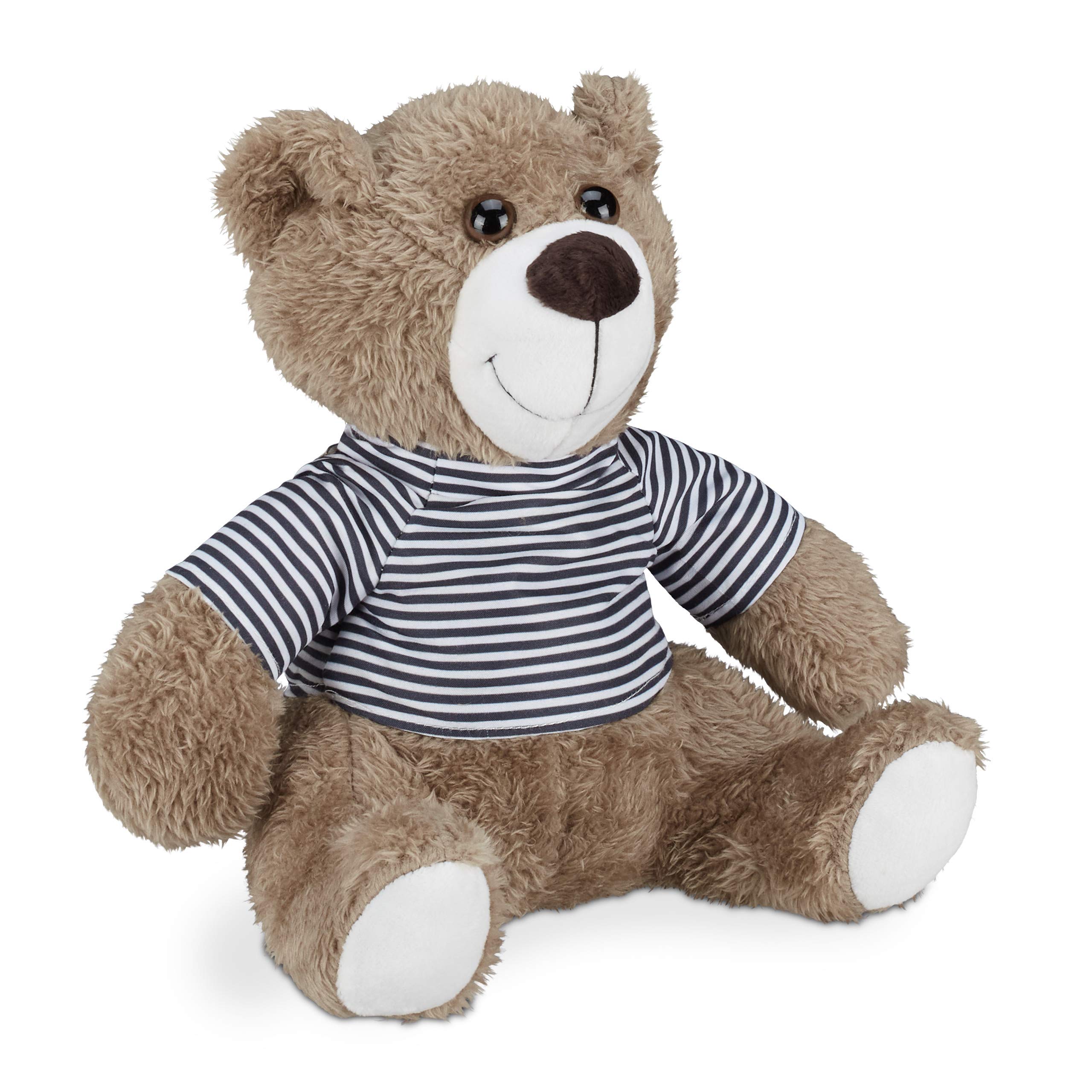 Relaxdays Teddy Bear Door Stop, Cute, for Floors, Heavy, Fabric Animal, Decor, HxWxD 21 x 22 x 15 cm, Light Brown