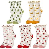 woosnscly Womens Novelty Funny Funky Crew Socks Colorful Crazy Cute Fun Fruit Floral Pineapple Patterned Cotton Dress Socks
