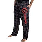 Marvel Mens' Deadpool Logo Plaid Lounge Pajama Pants
