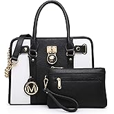 MKP Women Satchel Handbags Purses Two tone Top Handle Tote Shoulder Bags with Matching Wristlet Wallet Set 2pcs | Two tone, Top Handle, Set 2pcs