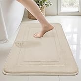 Cupic Cupid Super Soft Memory Foam Bath Mat, Khaki Bathroom Rugs, Non Slip Bath Mats for Bathroom Floor, Machine Washable Rugs for Shower & Tub, Quick Dry Bath Carpet for Decor, 24" x 16"